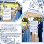 Pinkunn Blue Floral Wedding Seating Chart Board with Easel Display Stand 15.8 x 23.6 Inch Wooden Rustic Chinoiserie Seating Chart Please Find Your Seat Sign for Baby & Bride Shower Wedding Sign Decor - Image 5