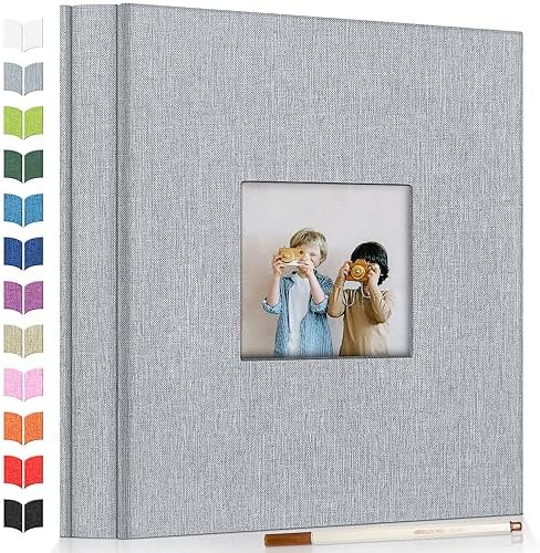 Artfeel Photo Album Self Adhesive Scrapbook Album for 3x5 4x6 5x7 8x10 Pictures,120 Pages Linen Cover with Display Window DIY Photo Book,Ideal Gifts for Family Travel Wedding Baby by Artfeel