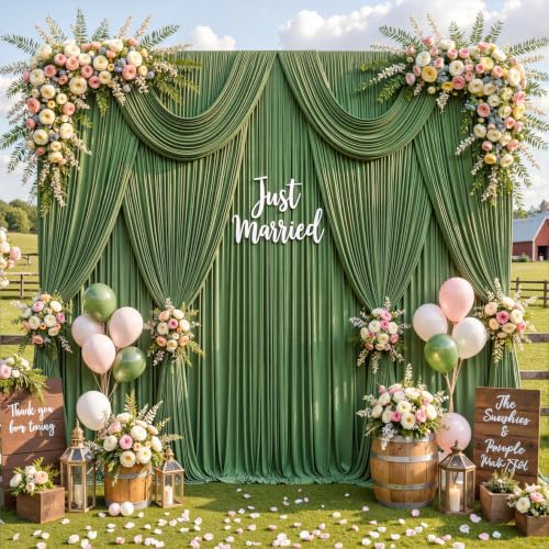 10 x 10ft Forest Green Backdrop Curtains, Green Wrinkle Free Draping Fabric Wedding Birthday Baby Bridal Shower Graduation Party Drapes for Backdrop Photography Photo Booth Background Decoration by HBBMAGIC