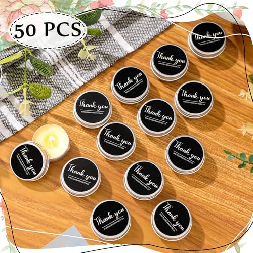 Mtlee 50 Pcs Black Wedding Thank You Candles Gifts for Guests Baby Shower - Image 2