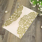 Hosmsua 50PCS Gold Glitter Laser Cut Lace Wedding Invitations Cards with bowknot 5.12 x 7.3''Invitation Pockets for Wedding Bridal Shower Engagement Birthday Graduation Invite (Gold Glitter) - Image 7