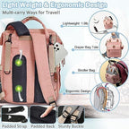 SHITIESHOU Diaper Bag Backpack Baby Bag, Baby Girl Boy Diaper Bag for Dad Mom with Pad,16 Pockets, Pacifier Case, Large Diaper Bags Unisex for Travel (Orange Pink) - Image 5
