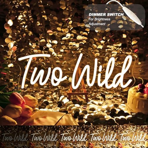 Britrio Two Wild Neon Sign Girl Boy Two Year Jungle Birthday Party Backdrop - Image 3