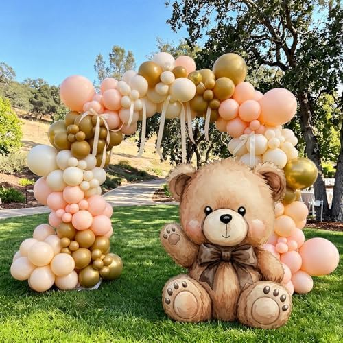 Mifoci 121 Pcs Brown We Can Bearly Wait Baby Shower Decoration 35x30'' Large Bear Cardboard Cutout Standup with 120 Balloon Teddy Bear Baby Shower Decor for Gender Reveal Birthday Party Photo Backdrop - Image 6