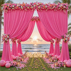 24ftx10ft Wrinkle Free Hot Pink Backdrop Curtain - 10 Feet Photography Backdrop Drapes, Silky Polyester Back Drop Cloth for Wedding Baby Shower Balloon Arch Background - Image 3