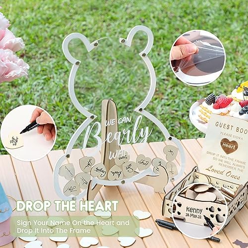 Fonder Mols Baby Shower Guest Book Alternatives - We Can Bearly Wait Gender Reveal Party Reception Table Top Centerpiece Guestbook Decorations Supplies (for 80 Guests) - Image 5