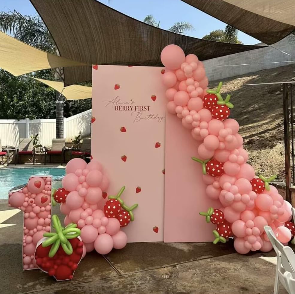 A Berry Sweet Baby is On The Way Arch Backdrop Cover Pink Strawberry Birthday Party Decorations Arch Stand Covers Baby Shower Fiesta Parties(3.3x6.5ft Cover,3892) - Image 4
