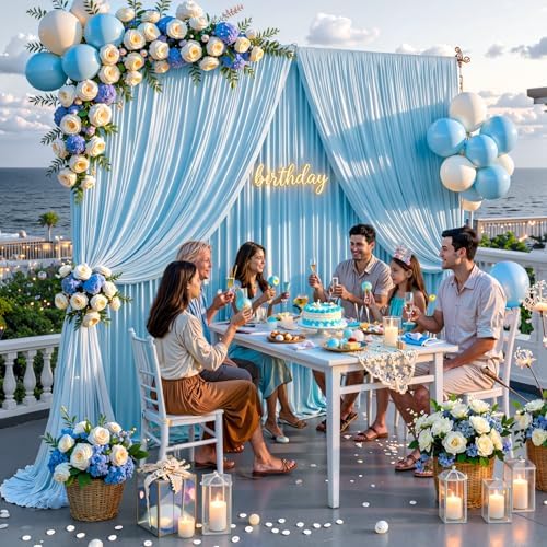 20x10FT Backdrop Curtains with Rod Pockets - Wrinkle Free Photo Stage Backdrop 4 Panels Curtains Drapes for Photography Wedding Party Baby Shower Decorations (Blue) - Image 7
