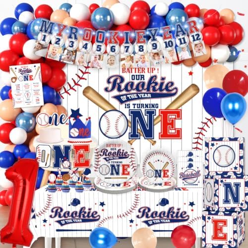 cocomigo Rookie Year 1st Birthday Decorations, All-in-One Set for 24 Guests by cocomigoPartyHome