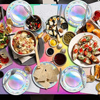 Iridescent Party Supplies Decorations, Holographic Paper Plates and Napkins Set, Disposable Iridescent Paper Plates Cups Knives Spoons Fork Straw for Mermaid Birthday Wedding Party, Serve 50 - Image 6