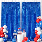 Navy Blue Sequin Backdrop 2 Pcs 5FTx10FT Glitter Backdrop Curtains Birthday Party Decoration Photography Backgrounds Fabric Backdrop by SoarDream