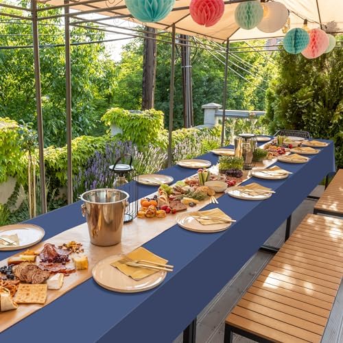 32 Pack Navy Blue Plastic Tablecloth for Rectangle Tables, Premium Decorative Navy Blue Disposable Table Cloths for Parties, Rectangle Party Table Cover for Birthday Wedding Banquet Event, 54x108 Inch - Image 7