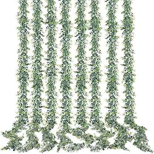 Sggvecsy Artificial Eucalyptus Garland 8 Pack Fake Eucalyptus Greenery Garland Faux Hanging Plants Artificial Vines, 5.6 Feet/Strand for Wedding Backdrop Arch Wall Table Party Outdoor Festival Decor by Sggvecsy
