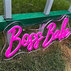 Pink Boss Babe Led Neon Light Sign for Wall Decor Sign Girls Lady Bedroom Home Light Up Sign Wedding Birthday Christmas Bestie Best Boss Gifts USB (15.7x7in) - Image 2