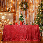 SquarePie Sequin Tablecloth 90x132 Inch Red for Christmas Wedding Party - Image 3