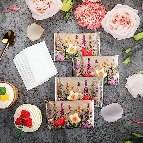 PerKoop 100 Pack Travel Tissues Pocket Size, 3 Ply, Retro Flower - Image 4