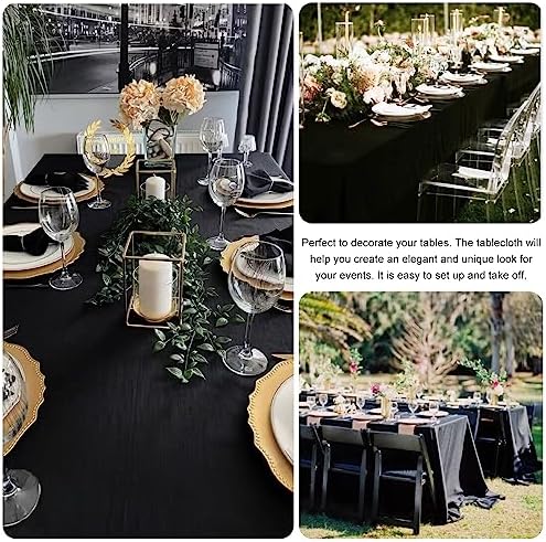 6 Pack Rectangle Black Table Cloth Bulk Washable Polyester Table Cover for Wedding Dining Table Buffet Parties Banquet Decoration（60x102Inch, Black） - Image 5
