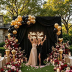 30FT x 10F Black Backdrop Curtain for 40th Birthday Decorations, Polyester Backdrop Drapes with Rod Pockets,Cloth Fabric Curtain for Wedding, Commercial Displays,Graduation Party Decorations - Image 5
