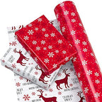 WRAPAHOLIC 30 Inch Jumbo Reversible Christmas Wrapping Paper - 30 Inch x 100 Feet Jumbo Roll Red White Reindeer and Snowflake Wrapping Paper for Christmas, Holiday, Party - Image 2