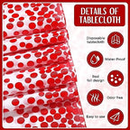 Tudomro 16 Pack White and Red Plastic Tablecloths Satin Runner Set - Image 3