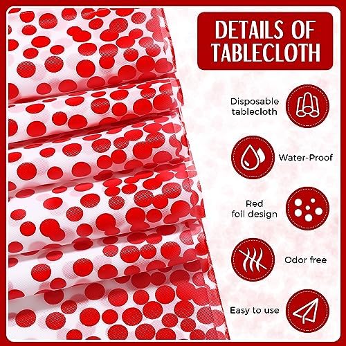 Tudomro 16 Pack White and Red Plastic Tablecloths Satin Runner Set - Image 3