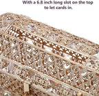 ELLDOO Crystal Wedding Card Box with Heart Lock, Vintage Money Card Box Treasure Chest Style Gold Gift for Wedding Receptions, Centerpiece Decor, Anniversary Keepsake, Gift, Small Size - Image 2