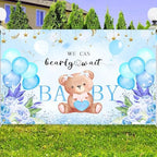We Can Bearly Wait Backdrop 10 x 8 ft Blue Boho Baby Shower Background - Image 5