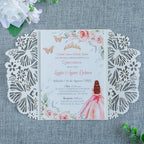 20 PCS 5.12x7.2 Butterfly Personalized Quinceanera Invitation, Customized XV Anos Laser Cut Invitation Cards with Envelopes (Rose Gold Personalized) - Image 3