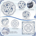 Pickmesh 250 Pcs Chinoiserie Party Supplies Decorations Blue and White Porcelain Disposable Paper Plates Napkins and Cups for Blue White Floral Baby Shower Birthday Wedding Tea Party, Serve 50 - Image 3