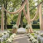 2 Panels 5ft(W) x 20ft(L) Soft Tan Ceiling Drapes for Wedding Parties by PartyVillage