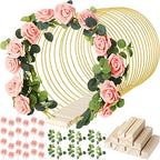Yinder 15 Pcs Metal Floral Gold Hoop Centerpiece with Stand,12 Inch,Pink by Yinder