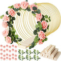 Yinder 15 Pcs Metal Floral Gold Hoop Centerpiece with Stand,10 Inch,Pink by Yinder