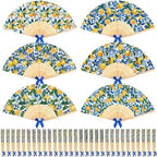 Roowest 36 Pcs Capri Lemon Folding Fans Bulk, Amalfi Coast Wedding Favors by Roowest