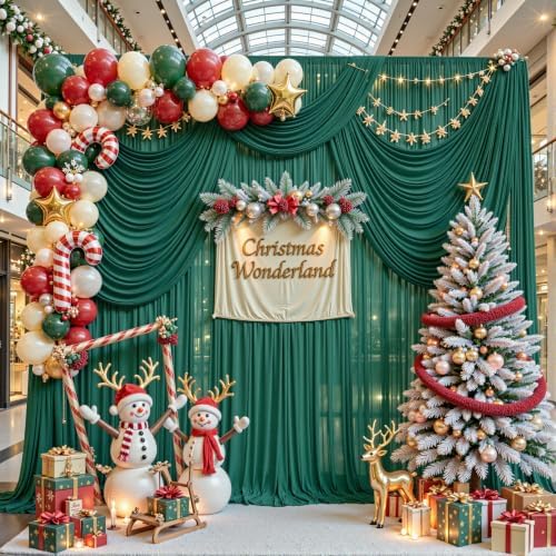 10ft×10ft Wrinkle Free Hunter Green Backdrop Curtain Drapes, 2 Panels 5ftx10ft Sheer Tulle Chiffon Backdrop Panels Curtains for Wedding Baby Shower Birthday Party Stage Photo Home Decorations - Image 2