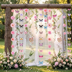 Dunzoom 10 Pack 82 ft 3D Wildflower Butterfly Garland Party Decor Set 6 Artificial Flower Floral Hanging Vine 4 Butterfly Banner for Spring Birthday Wedding Baby Shower Backdrop Wall Arch Supplies - Image 6