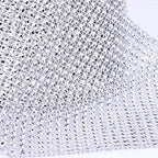 MaikOn Ribbon for Flower Bouquet, 24 Row 10 Yard Diamond Sparkling Rhinestone Mesh Ribbon Roll DIY Arts Crafts Wedding Birthdays Baby Shower Decorations - Silver, as described - Image 5