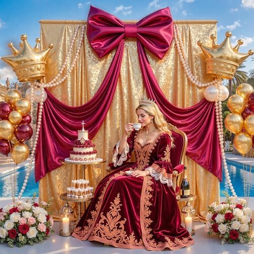 Giant Burgundy Bow for Backdrop 80x24 Inches Large Satin Ribbon Bow Wall Decor for Wedding Birthday Baby Shower Party Photo Booth, Washable Reusable Big Bow for Nursery Bedroom Door Hanging Decoration - Image 3