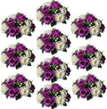 Sziqiqi Silk Rose Flower Balls for Table Centerpieces, Purple&White, 10Pcs by SZIQIQI