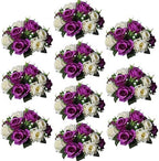 Sziqiqi Silk Rose Flower Balls for Table Centerpieces, Purple&White, 10Pcs by SZIQIQI