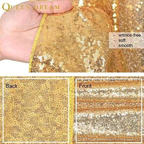 QueenDream Gold Sequin Backdrop Curtain Party Decorations: 10ft x 10ft - Image 6