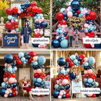 Red Blue Pink Balloon Garland Double Stuffed Dark Navy Blue Red Cherry Balloon Arch Kit for Graduation 4th of July Birthday Baby Shower Bridal Wedding Party Decorations - Image 7