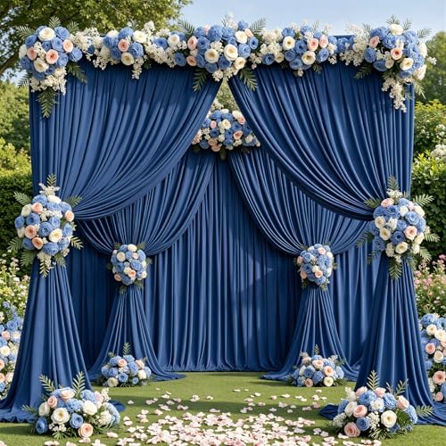 30x10ft Navy Blue Backdrop Curtain Panels for Parties - Wrinkle Free Polyester Photo Curtain Backdrop Wedding Back Drop Fabric Drapes for Party Decorations Background for Photography - Image 6