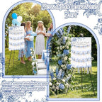 Pinkunn Blue Floral Wedding Seating Chart Board with Easel Display Stand 15.8 x 23.6 Inch Wooden Rustic Chinoiserie Seating Chart Please Find Your Seat Sign for Baby & Bride Shower Wedding Sign Decor - Image 4