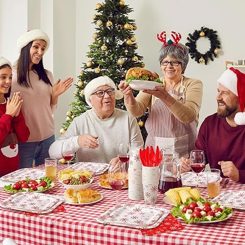 350 Pcs Christmas Paper Plates and Napkins Set Disposable Serve 50 - Image 4