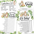 Hadley Designs 25 Woodland Word Scramble for Baby Shower, 25 True Or False Game, 25 Trivia Game, 25 Find The Guest - 4 Double Sided Cards Baby Shower Ideas, Gender Reveal Games Baby Shower Games by HadleyDesigns