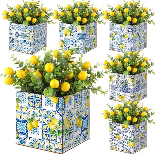 Amyhill 6 Pcs Summer Capri Lemon Table Centerpiece Tile Box by Amyhill