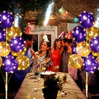 Wettarn 6 Set of Christmas Balloon Stand Kit for Floor with Balloons Light Strings Holder Centerpieces Balloon Column Kit Birthday Baby Shower Wedding Party(Gold Sequin, Purple) - Image 7