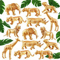 Soaoo 26 Pcs Gold Animals Figures Palm Leaves Cake Toppers, Safari Animal by Soaoo