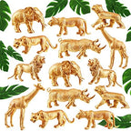 Soaoo 26 Pcs Gold Animals Figures Palm Leaves Cake Toppers, Safari Animal by Soaoo