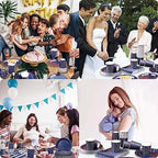 Gudvilla350 PCS Navy Blue Plates and Napkins Party Supplies,Navy Blue Paper Plates with Plastic Silverware Serve 50 Guests,Blue and Silver Birthday Plates Disposable for Wedding Retirement Decorations - Image 7